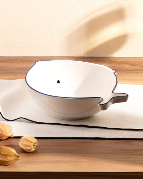 New Bone China Salad Bowl - Coastal Blue & White Design