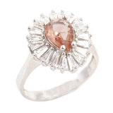 925 Sterling Silver Zultanite Teardrop Ring with Baguette Accents