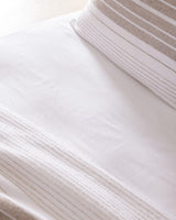 Double Size 100% Cotton Yarn Dyed Duvet Cover Set - White & Beige