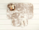 Modern Two-Tone Absorbent Bath Mat - White and Grey