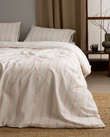 100% Cotton Washed Waffle King Size Duvet Cover Set - Striped