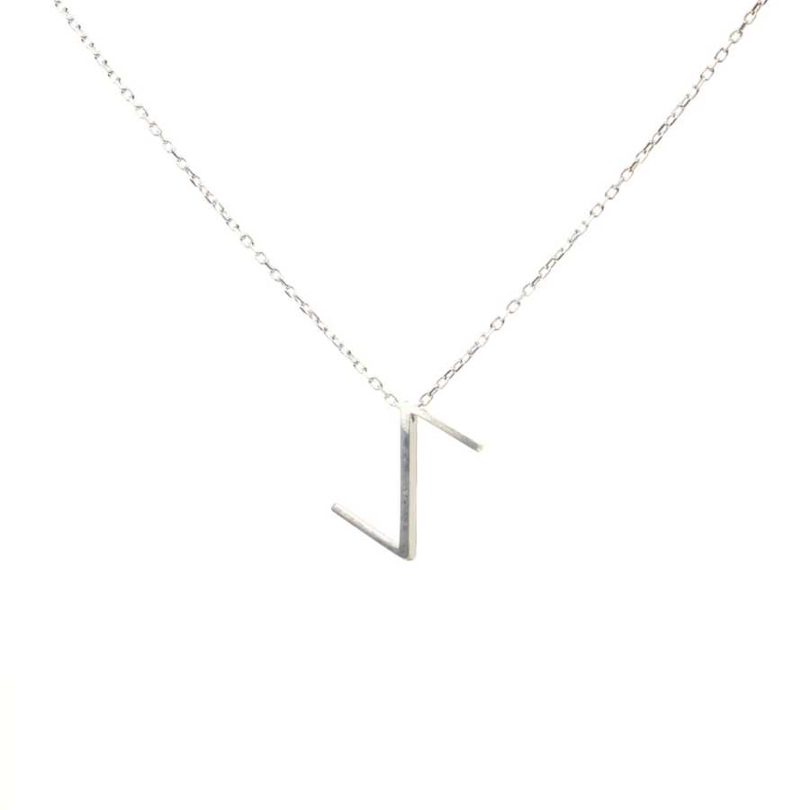 Sterling Silver 3D Z Initial Pendant Necklace - Personalized Elegance