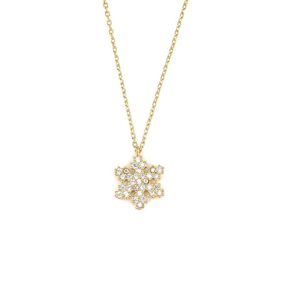 Sterling Silver Dazzling Snowflake Pendant Necklace with Zirconia