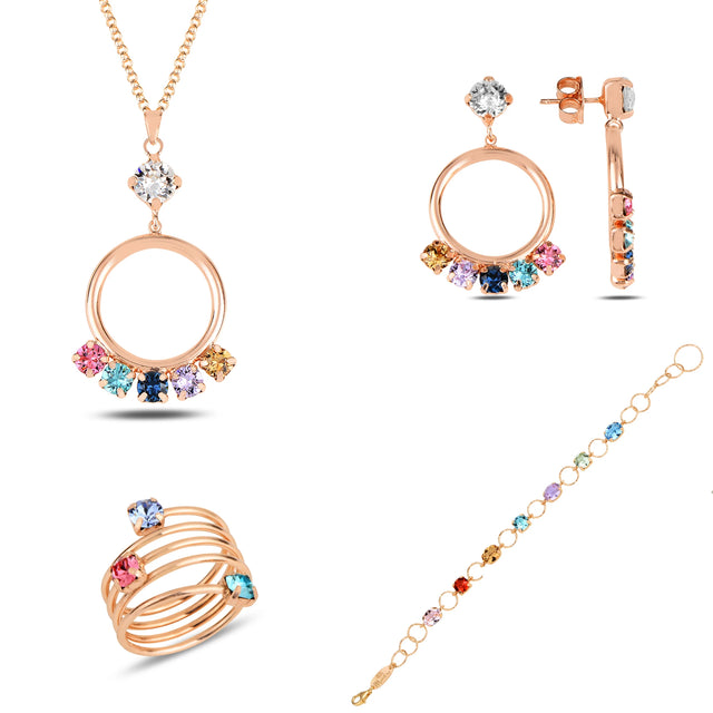 Exquisite Italian Jewelry Set - Bold Sculpted Metal Design