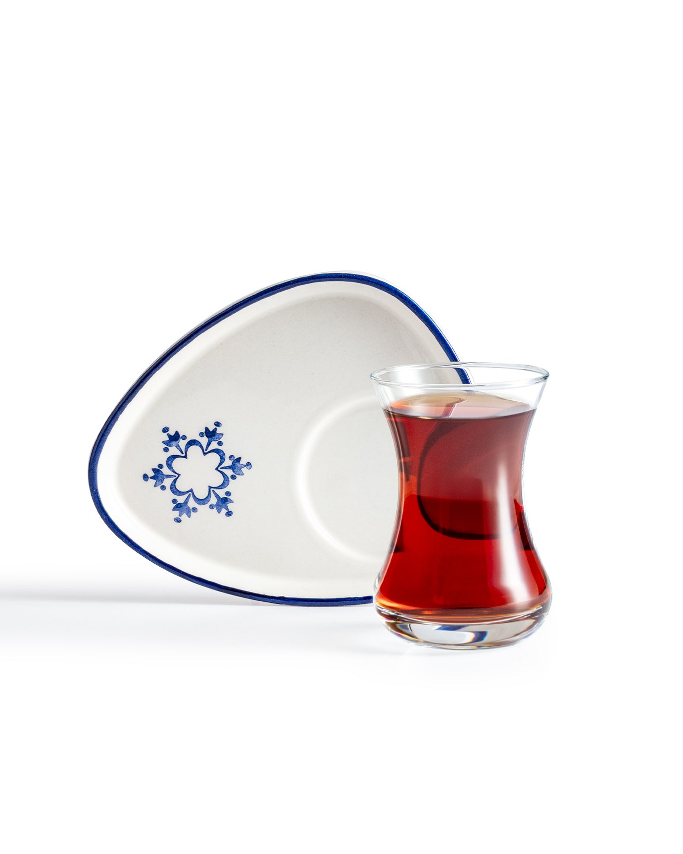 Elegant Glass & Ceramic Tea Set - Blue & White Artistic Design