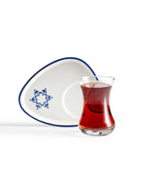 Elegant Glass & Ceramic Tea Set - Blue & White Artistic Design