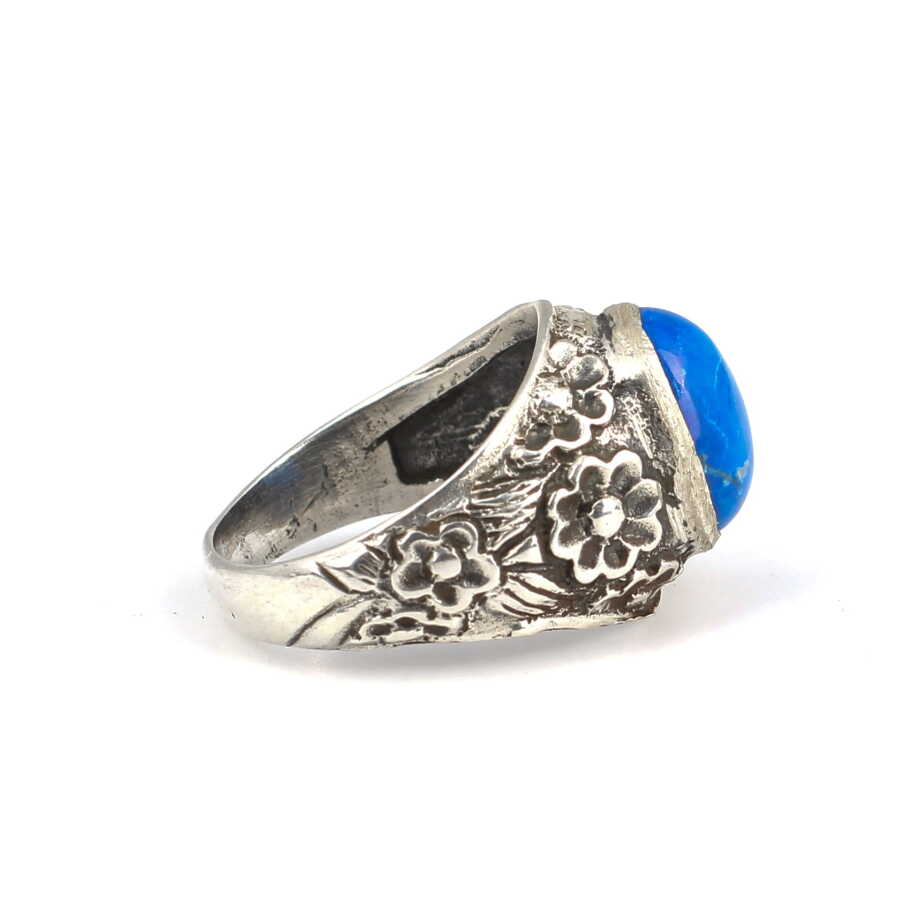 Premium Sterling Silver Oval Lapis Lazuli Men's Ring
