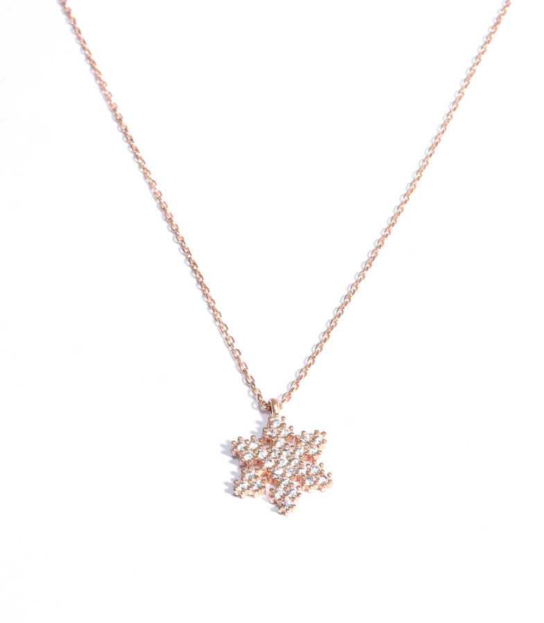 Sterling Silver Dazzling Snowflake Pendant Necklace with Zirconia