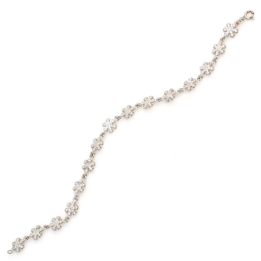 Sterling Silver Snowflake Bracelet - Sparkling Zircon Design