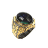 Professional 925 Sterling Silver Oval Synthetic Sapphire Ring