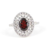 Premium 925 Sterling Silver Oval Garnet Ring