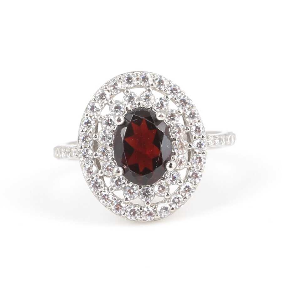 Premium 925 Sterling Silver Oval Garnet Ring