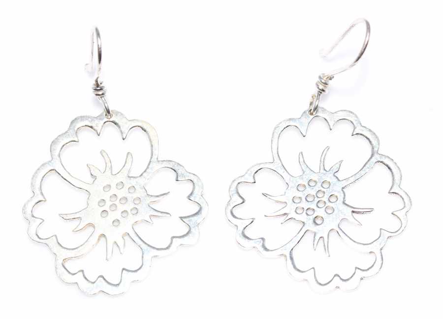 925 Sterling Silver Floral Filigree Drop Earrings - Handcrafted Design