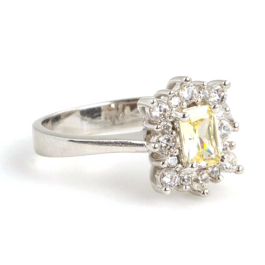 Premium Sterling Silver Citrine Zircon Ring