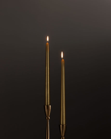Decorative Wax Taper Candle - Luxurious Gold Ambiance