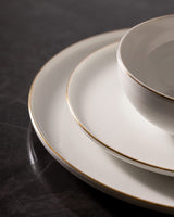 New Bone China 6-Person Dinner Set - White & Gold Elegance