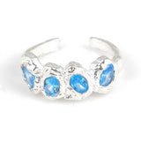 925 Sterling Silver Aquamarine Four-Stone Ring - Adjustable Design