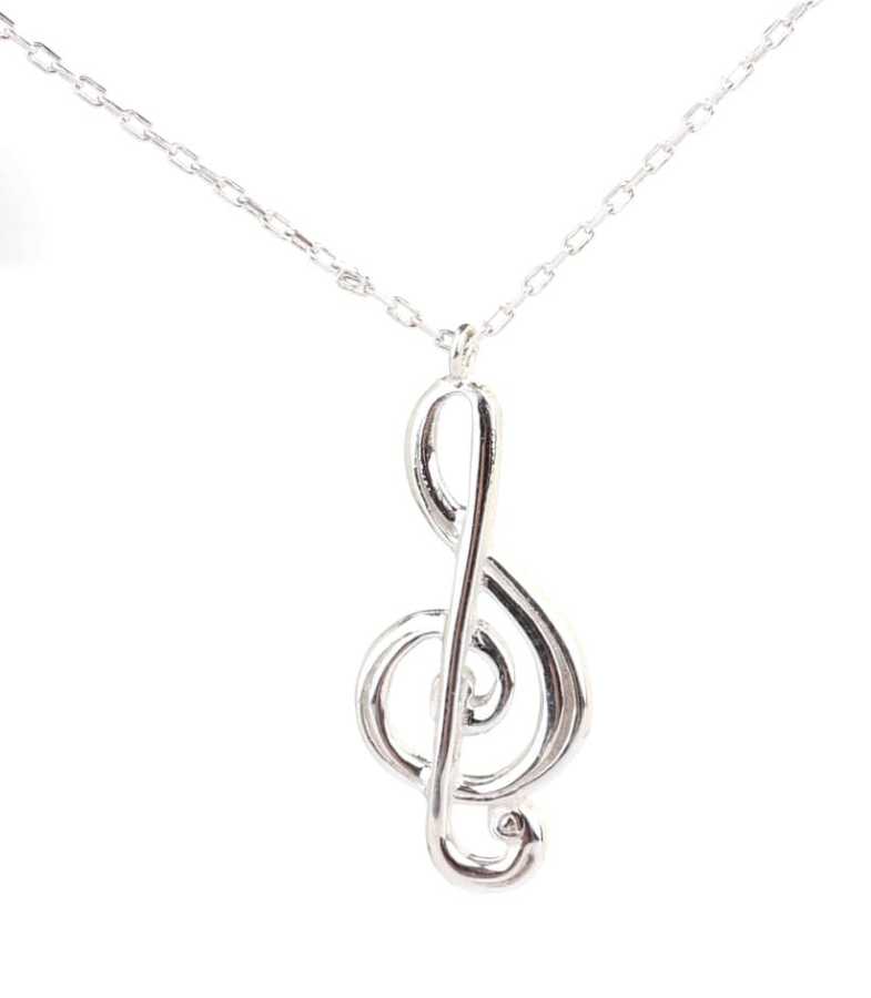 925 Sterling Silver Treble Clef Necklace - Musical Elegance