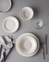 New Bone Porcelain 24-Piece Dinnerware Set - Elegant White & Silver