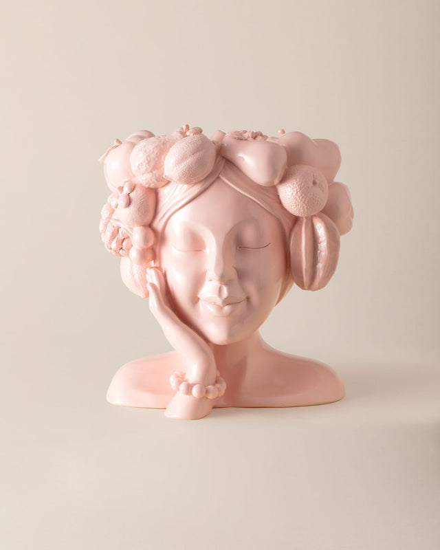 Elegant Resin Bust - Palmyra Inspired, Powder Pink Finish