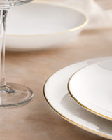 New Bone Porcelain 6 Person Dinner Set - Elegant White & Gold Trim