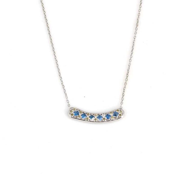 Sterling Silver Aurora Pendant Necklace - Blue & Yellow Zircon