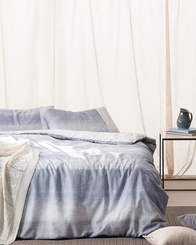 100% Cotton Double Duvet Cover Set - Crepe Print