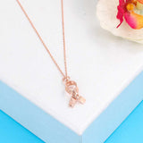 925 Sterling Silver Ribbon Pendant Necklace - Engraved HOPE
