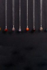 Scented Green Glass Ball Necklace - Aromatherapy Diffuser Pendant