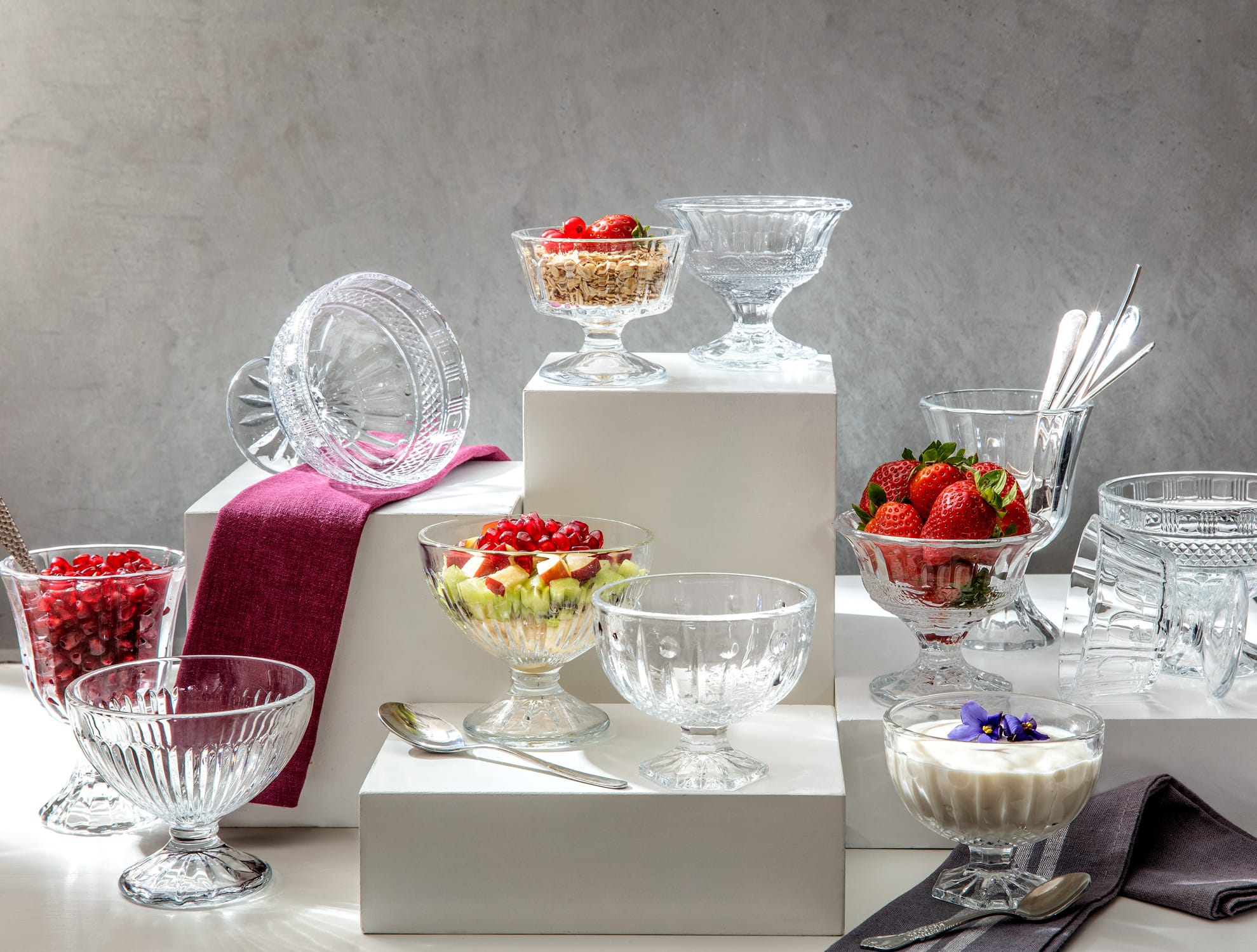 Elegant Clear Glass Dessert Bowls - Versatile Serving Set of 2