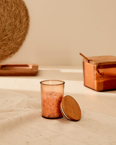 Wood Lid Spice Jar - Glass Food Storage Container