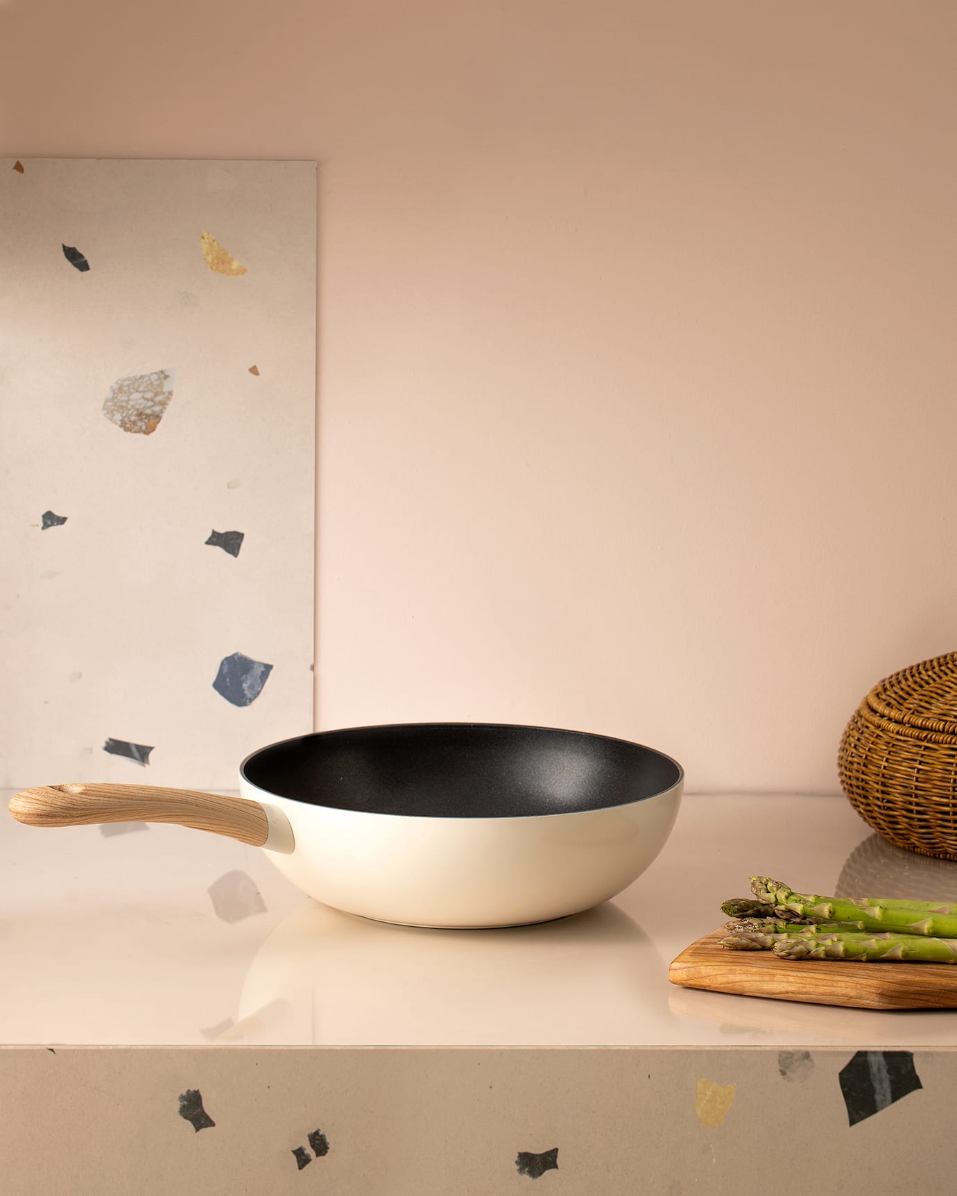Manon 30cm White Wok Pan - Versatile Kitchen Cookware