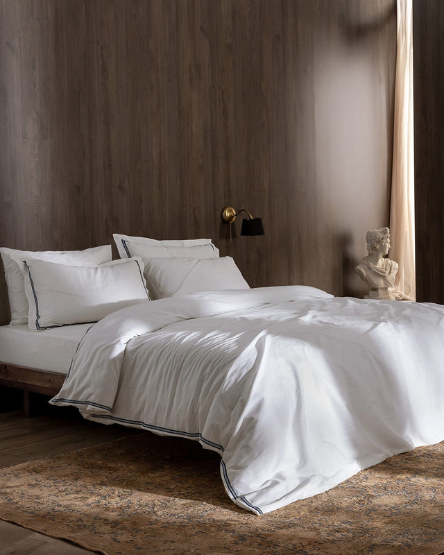 100% Cotton Double Duvet Cover Set - Washed Linen Look