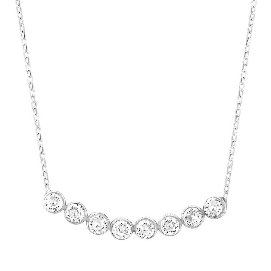 925 Sterling Silver 8-Stone Rivière Necklace - White Zircon