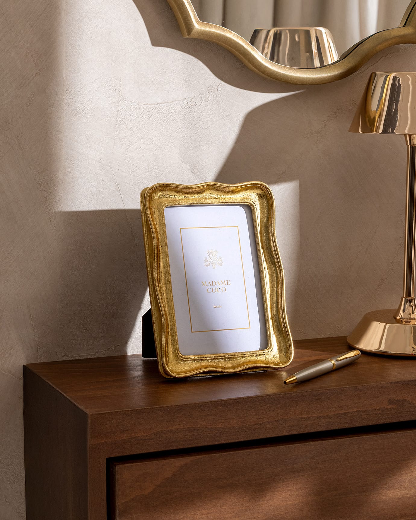 Polyester Photo Frame - Modern Gold Design
