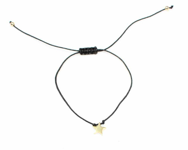 925 Sterling Silver Star Charm Bracelet - Adjustable String Design