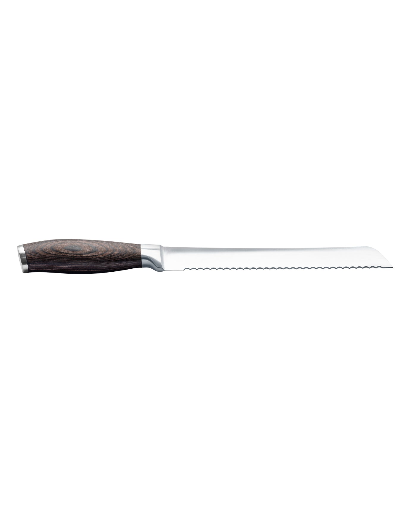 Serrated Bread Knife - Stainless Steel Blade with Brown Handle