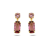 Boucles d'oreilles pendantes en cristal coussin et baguette - Éclat moderne