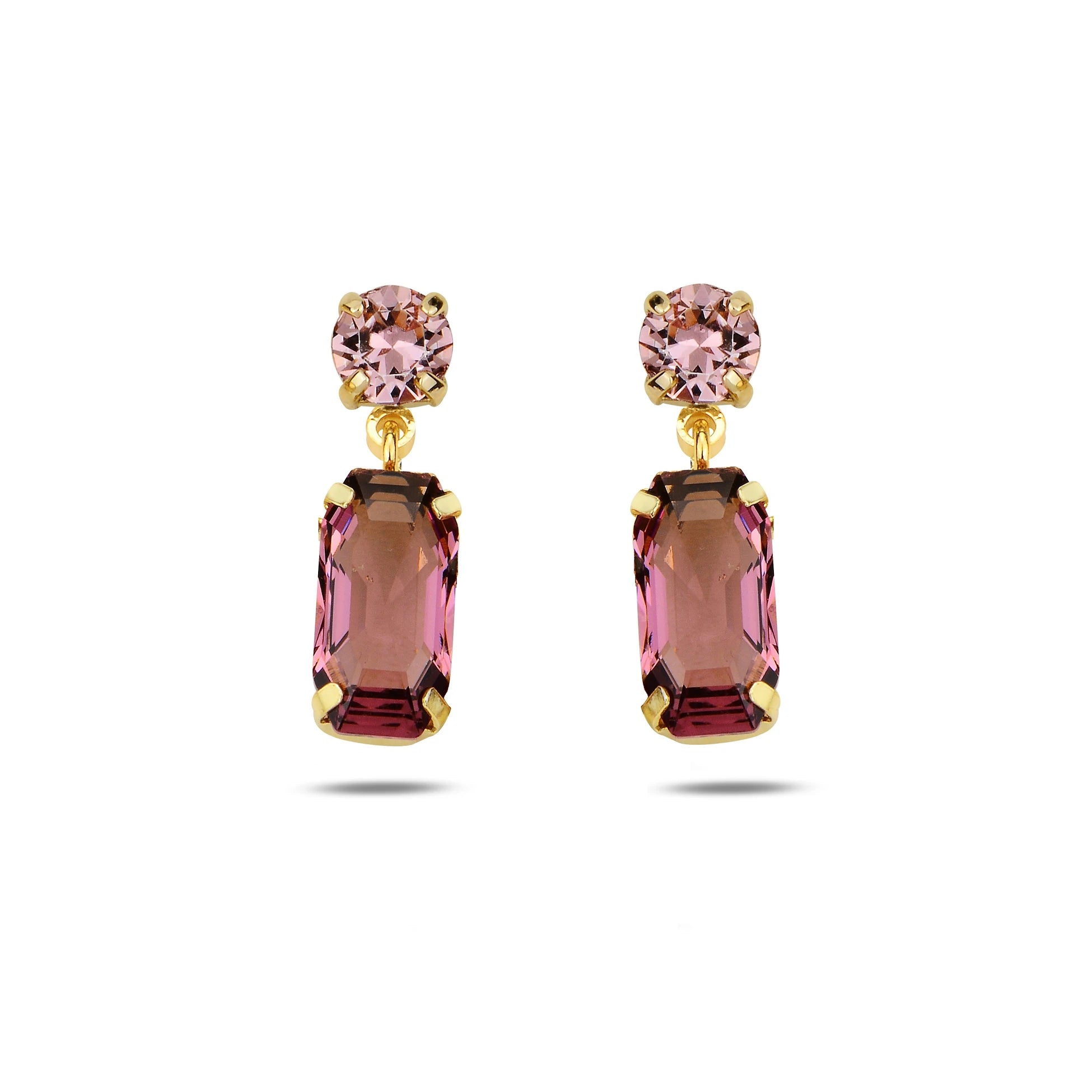 Boucles d'oreilles pendantes en cristal coussin et baguette - Éclat moderne