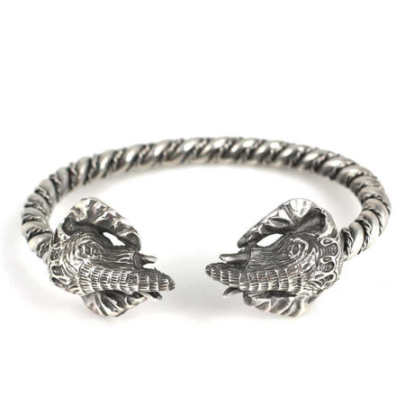 Oxidized 925 Sterling Silver Elephant Head Twisted Cuff Bracelet