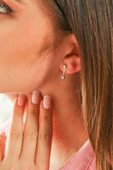 Sterling Silver Zircon Double Stone Stud Earrings