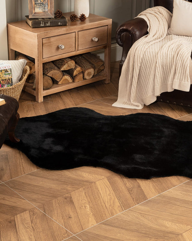 Polyester Faux Rabbit Fur Throw - Plush Anthracite Comfort