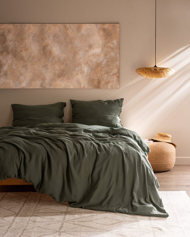 100% Cotton Muslin Single Duvet Cover Set - Soft & Breathable Comfort