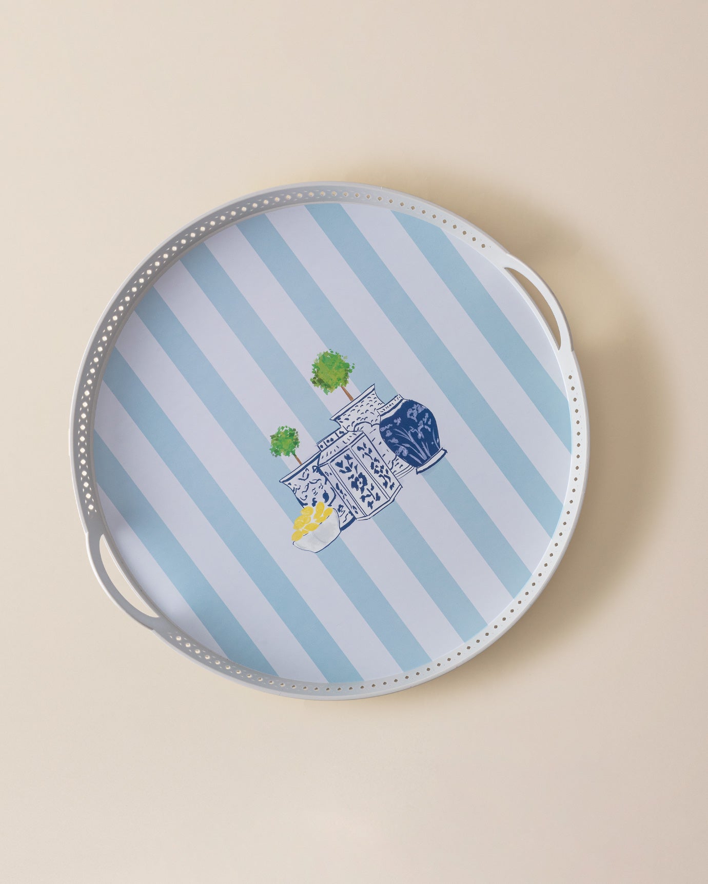 Durable Plastic Serving Tray - Round Braided Design