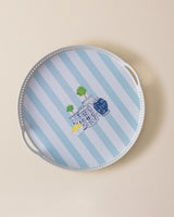 Durable Plastic Serving Tray - Round Braided Design