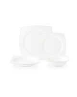 New Bone 6-Person Dinnerware Set - Modern White & Gold Accents