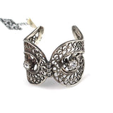 925 Sterling Silver Filigree Ring - Zircon Accented Design