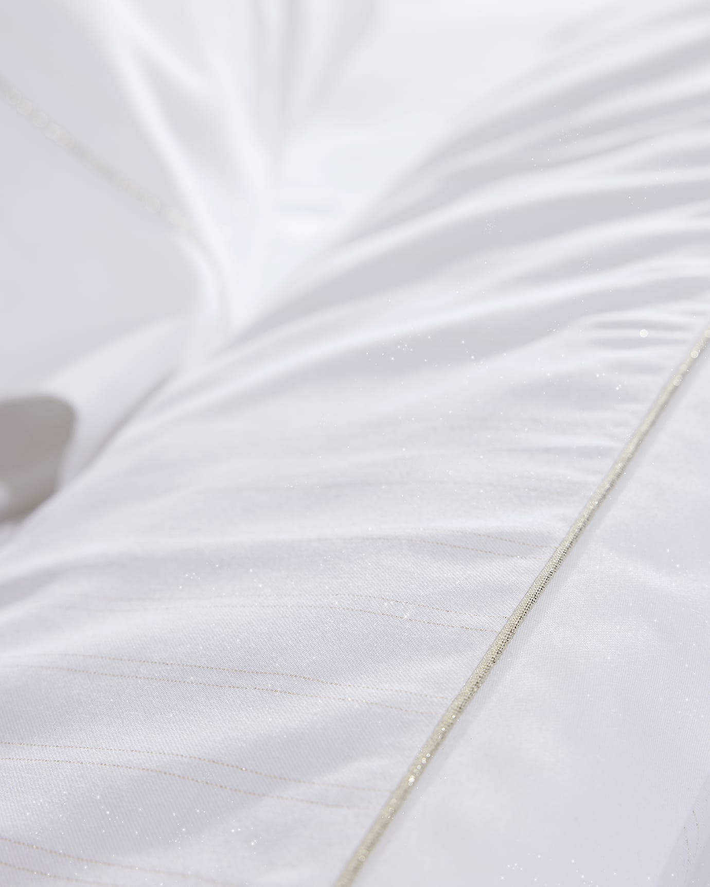 100% Cotton King Size Duvet Cover Set - Shimmering Sateen White & Gold