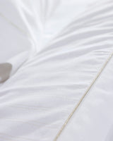 100% Cotton King Size Duvet Cover Set - Shimmering Sateen White & Gold