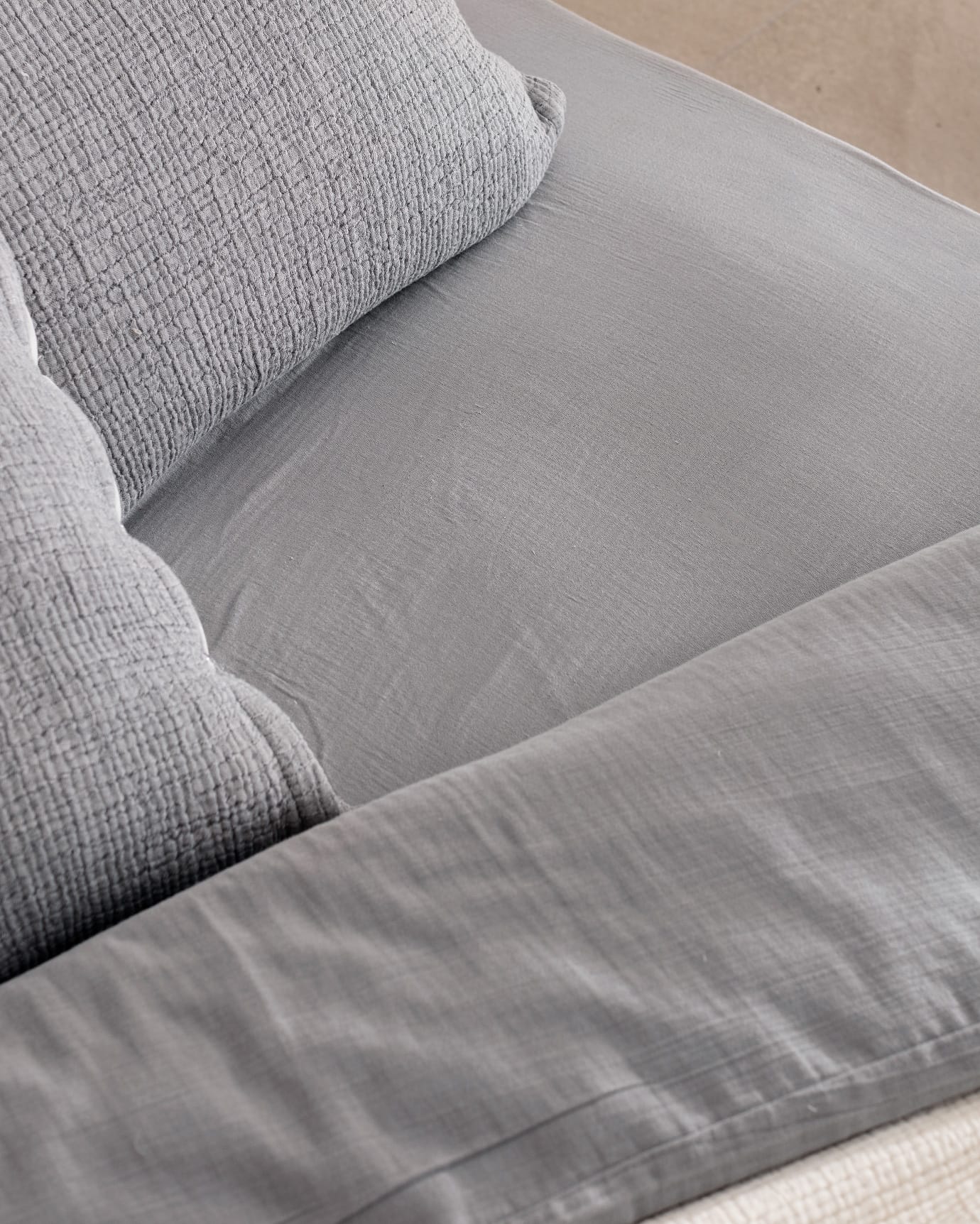 Ensemble de literie nuptiale de luxe 8 pièces - Housse de couette anthracite écru et draps